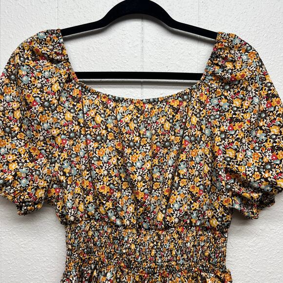 Emery Rose Floral Bohemian Cottagecore Puff Sleeve Lightweight Top Womens Small - Picture 5 of 11